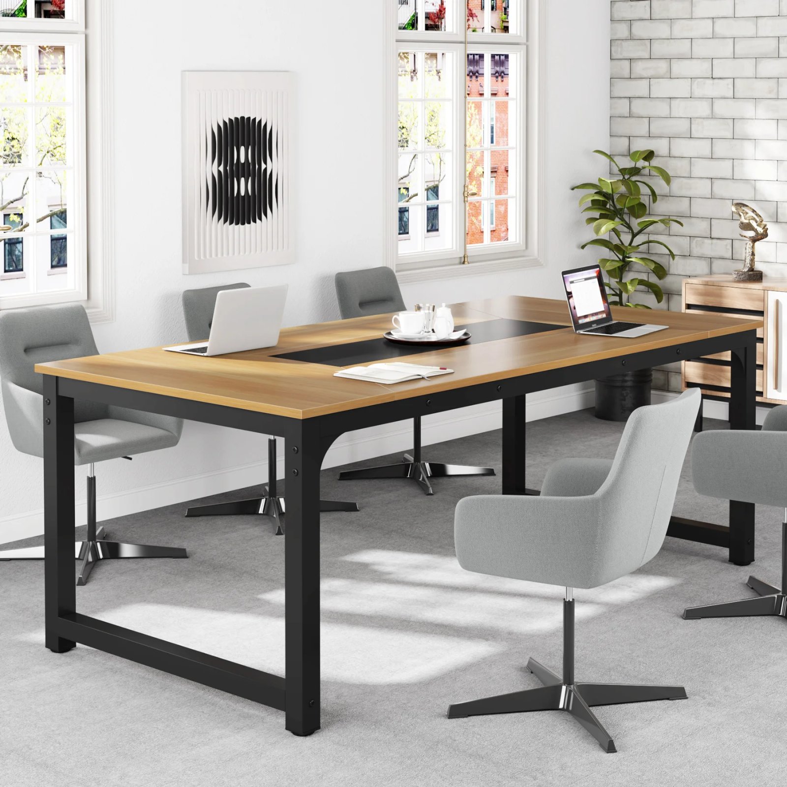 Tribesigns Modern Computer Desk 70.8 inch Large Executive Office Desk Study Writing Desk Workstation Computer Table