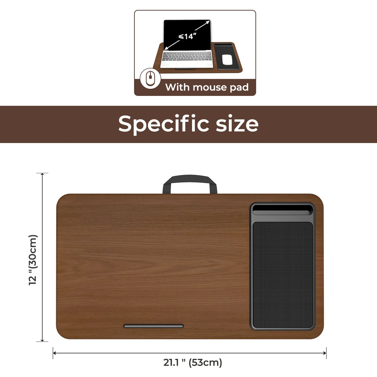 Lap Desk Home Office Pro Mouse Pad and Phone Holder 21.1x12inch Anti-Slip Strip PORTABLE LIGHTWEIGHT for Bed Sofa Couch Travel