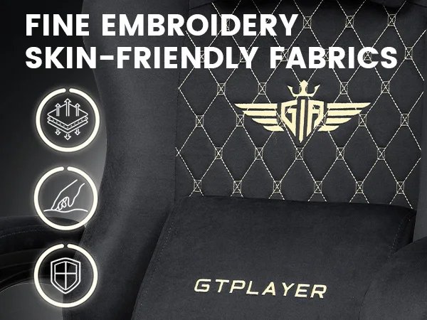 Gtplayer Gaming Chair Fabric with Pocket Spring Cushion, Ergonomic Video Swivel Game Chair with Footrest for Adults