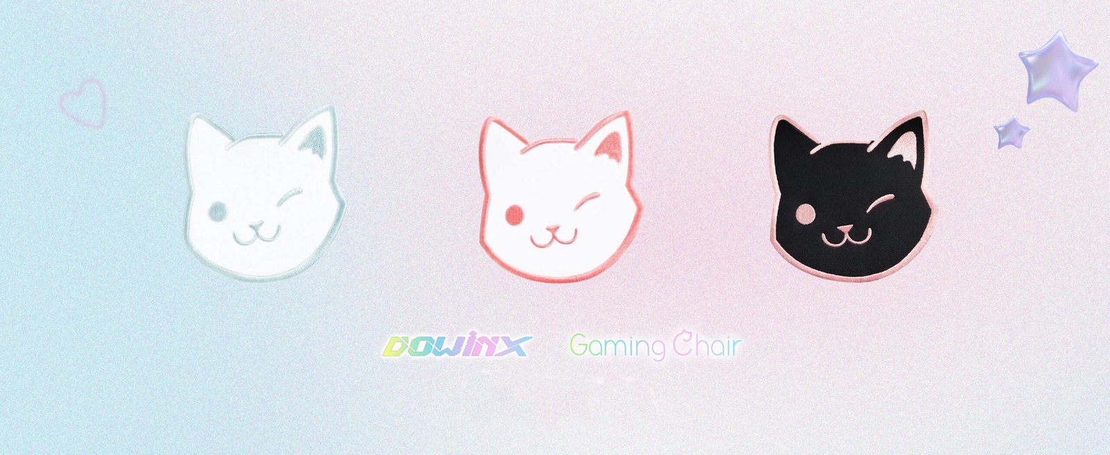 Dowinx Gaming Chair Cute with Cat Ears and Massage Lumbar Support, Ergonomic Computer Chair for Girl with Footrest and Headrest