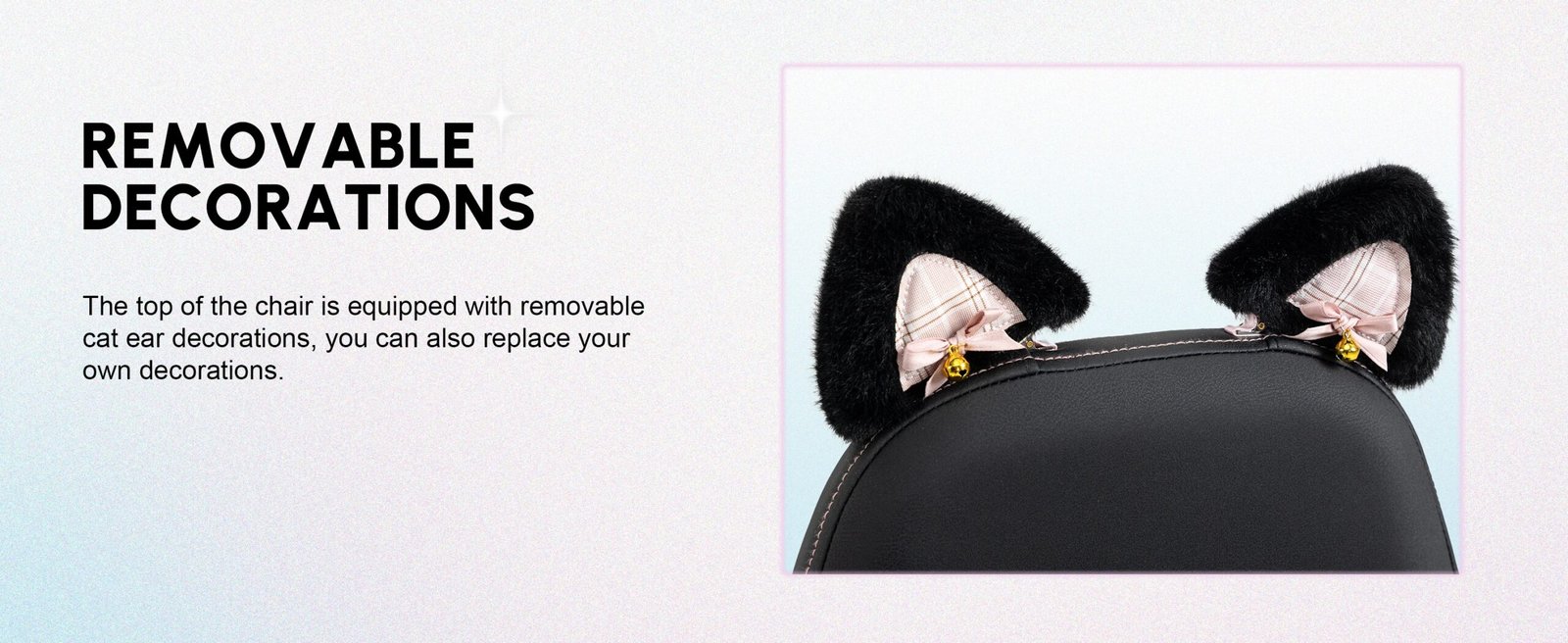Dowinx Gaming Chair Cute with Cat Ears and Massage Lumbar Support, Ergonomic Computer Chair for Girl with Footrest and Headrest