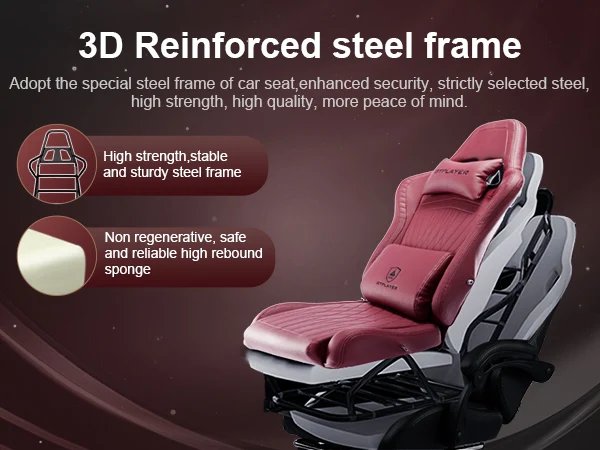 GTPLAYER Gaming Chair Adjustable Ergonomic Faux Leather Swiveling PC & Racing Game Chair with Built-in Speakers,Footrest