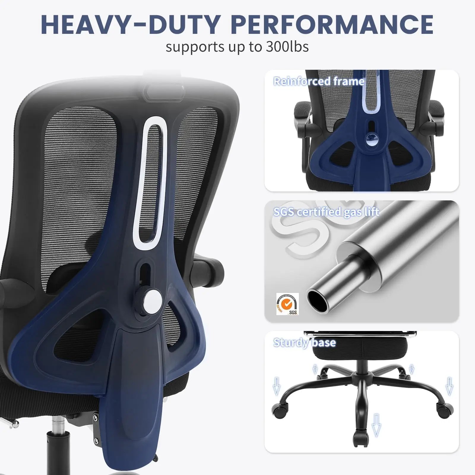 Ergonomic Office Chair,Swivel Task Chair with Adjustable Lumbar Support,Home Office Chair with Footrest,Mesh High Back Gaming Ch