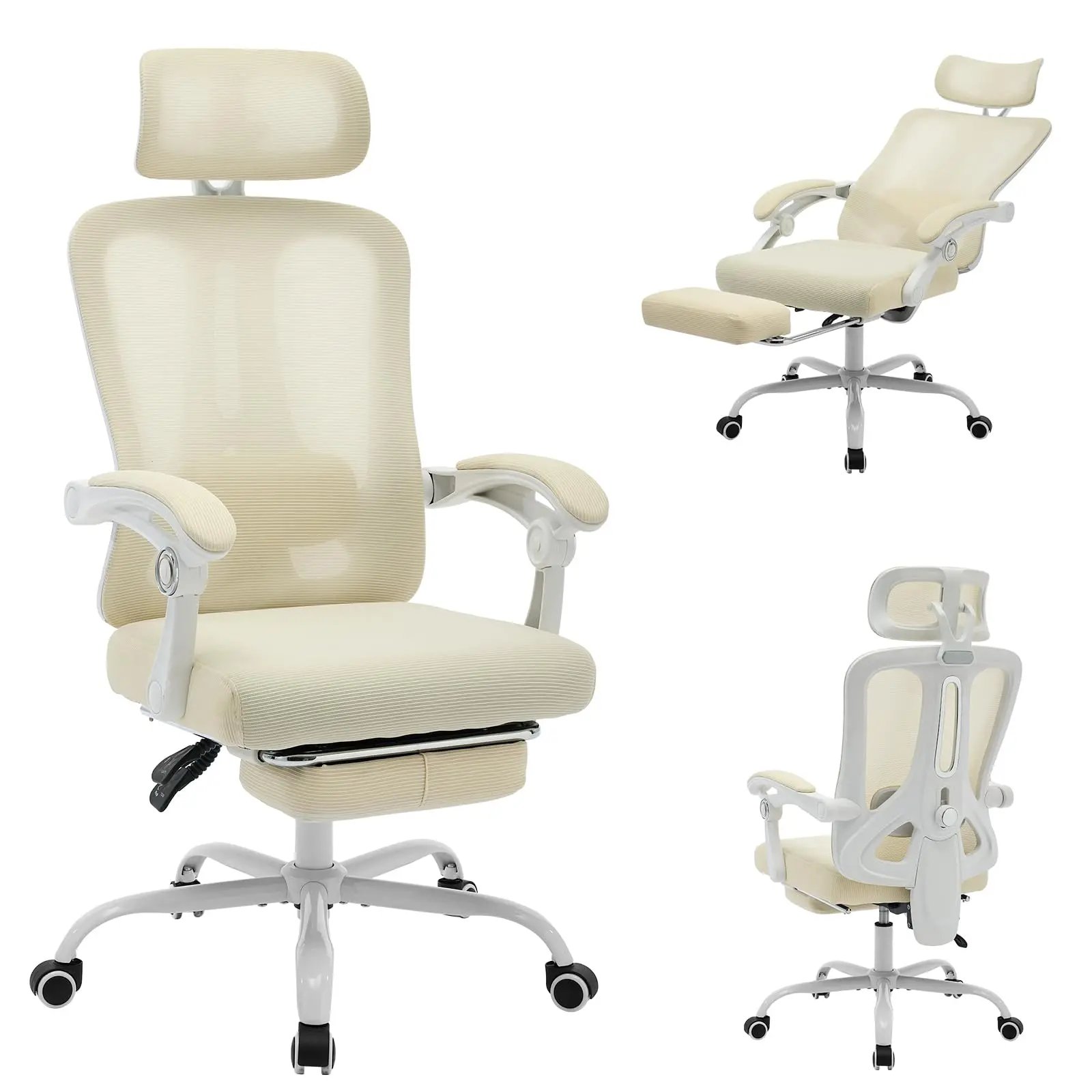 Ergonomic Office Chair,Swivel Task Chair with Adjustable Lumbar Support,Home Office Chair with Footrest,Mesh High Back Gaming Ch