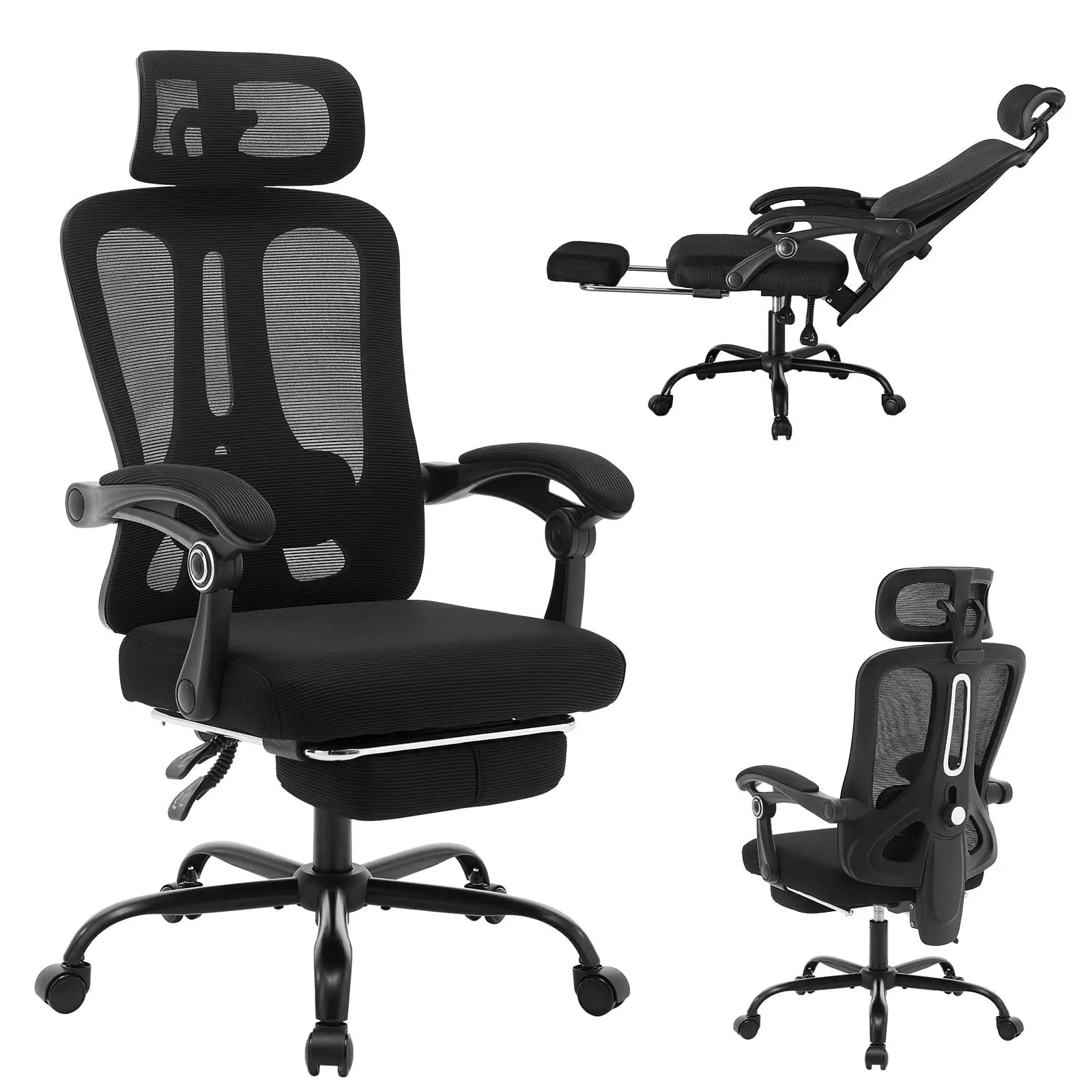 Ergonomic Office Chair,Swivel Task Chair with Adjustable Lumbar Support,Home Office Chair with Footrest,Mesh High Back Gaming Ch