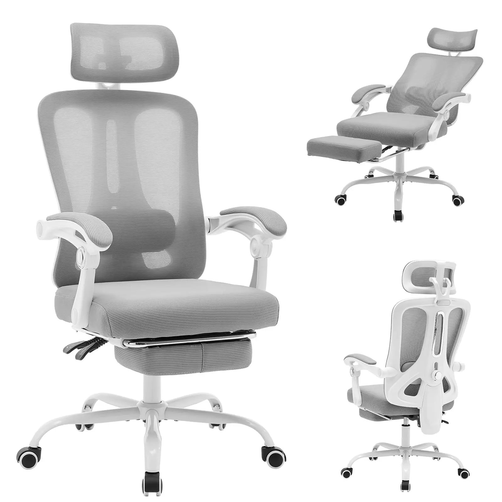 Ergonomic Office Chair,Swivel Task Chair with Adjustable Lumbar Support,Home Office Chair with Footrest,Mesh High Back Gaming Ch