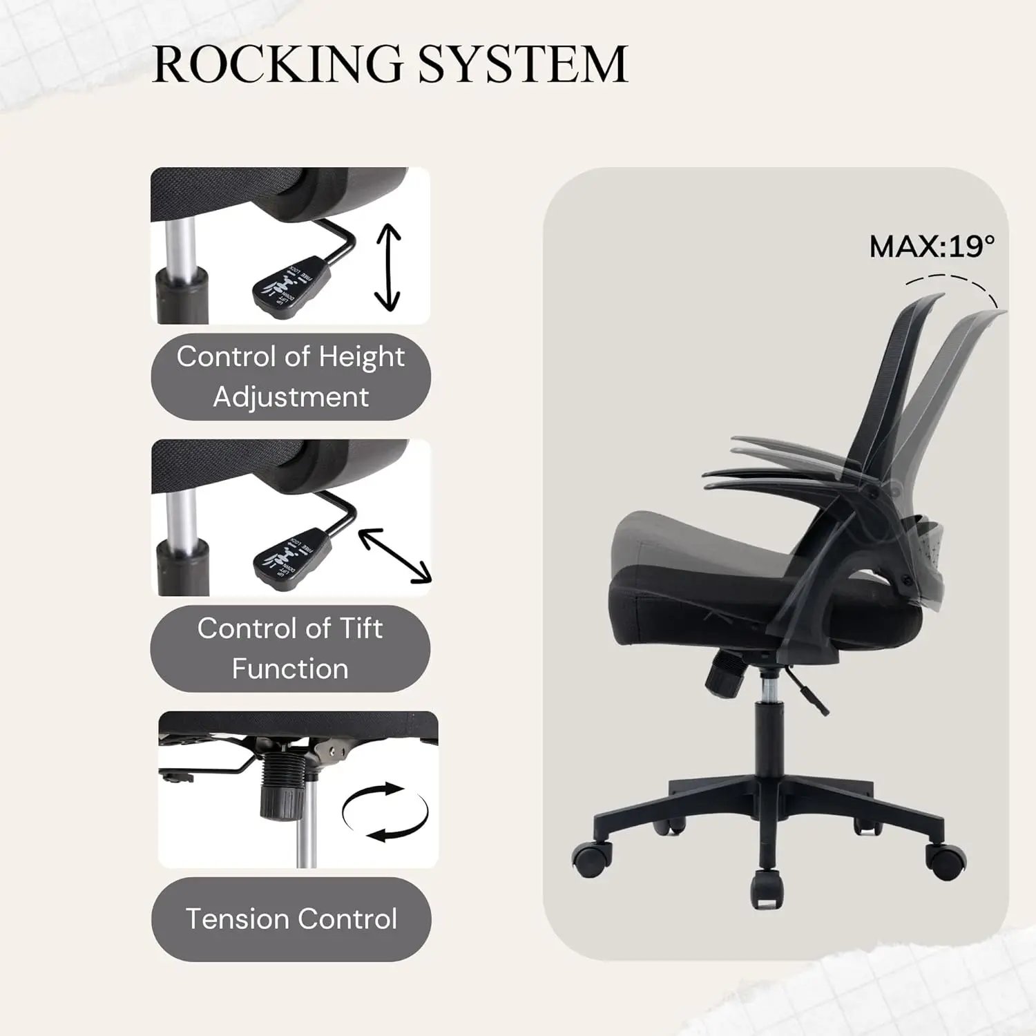 Office Chair High Back Ergonomic Nylon Rolling Desk Chair with Lumbar Support 5 Wheels Adjustable Armrest Mesh Computer Gaming