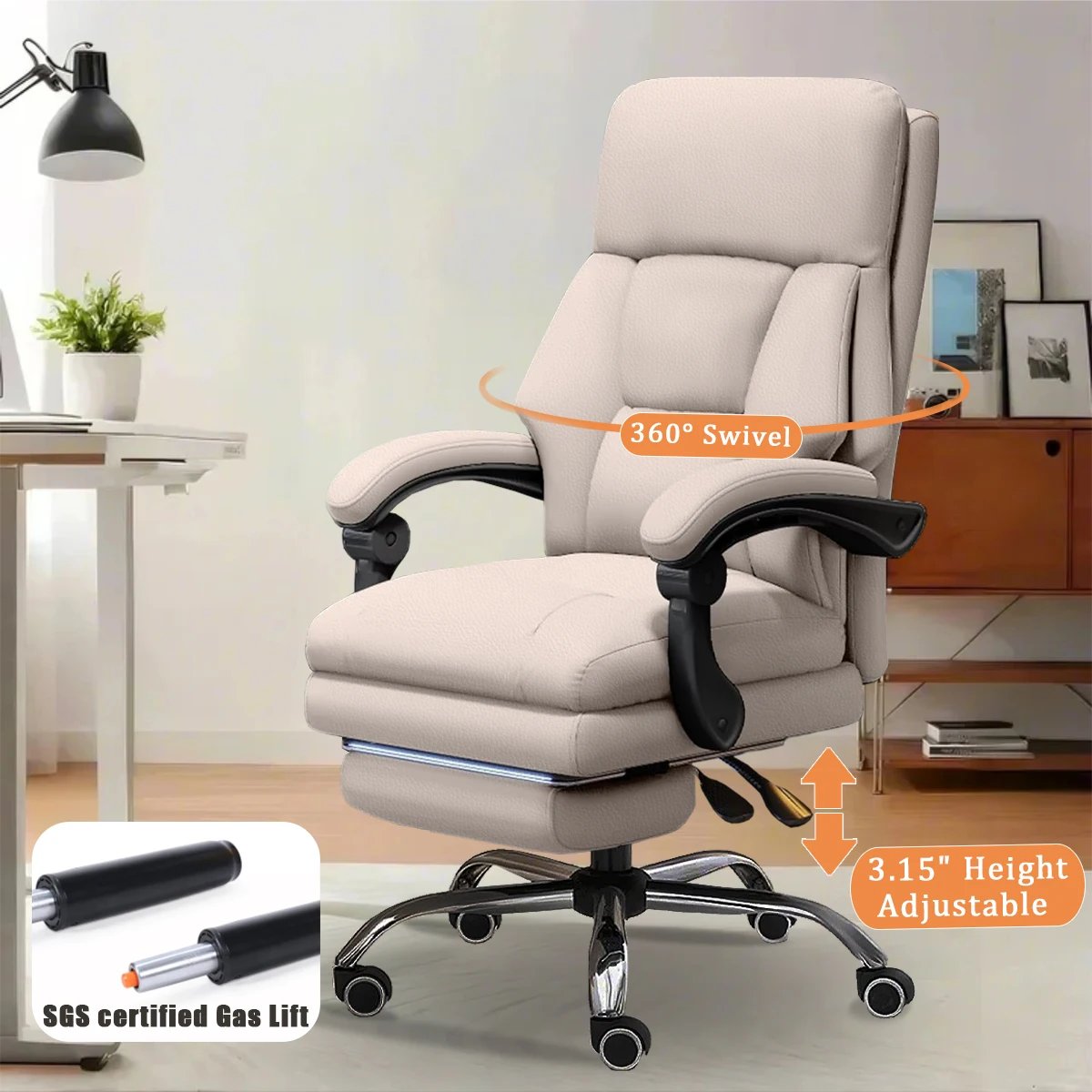 High Back Office Chair Executive Desk Chair with Foot Rest Comfortable Computer Gaming Chairs Swivel Work Chair