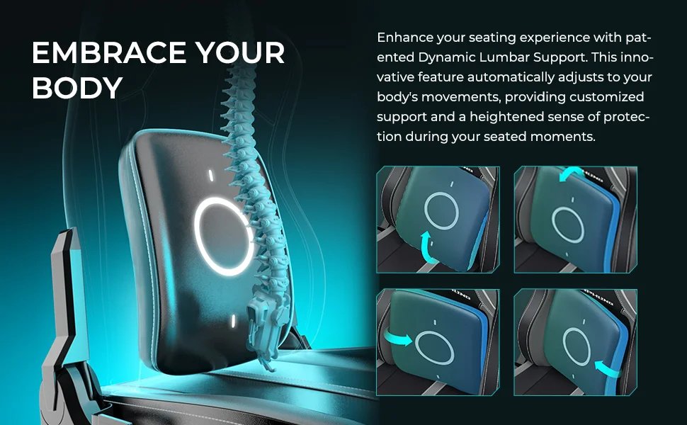 Morphling Ergonomic Gaming Chair,Adjustable Office Computer Chair with Dynamic Lumbar Support and Thicken Seat,Enlarge