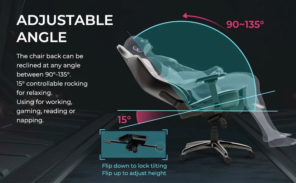 Morphling Ergonomic Gaming Chair,Adjustable Office Computer Chair with Dynamic Lumbar Support and Thicken Seat,Enlarge