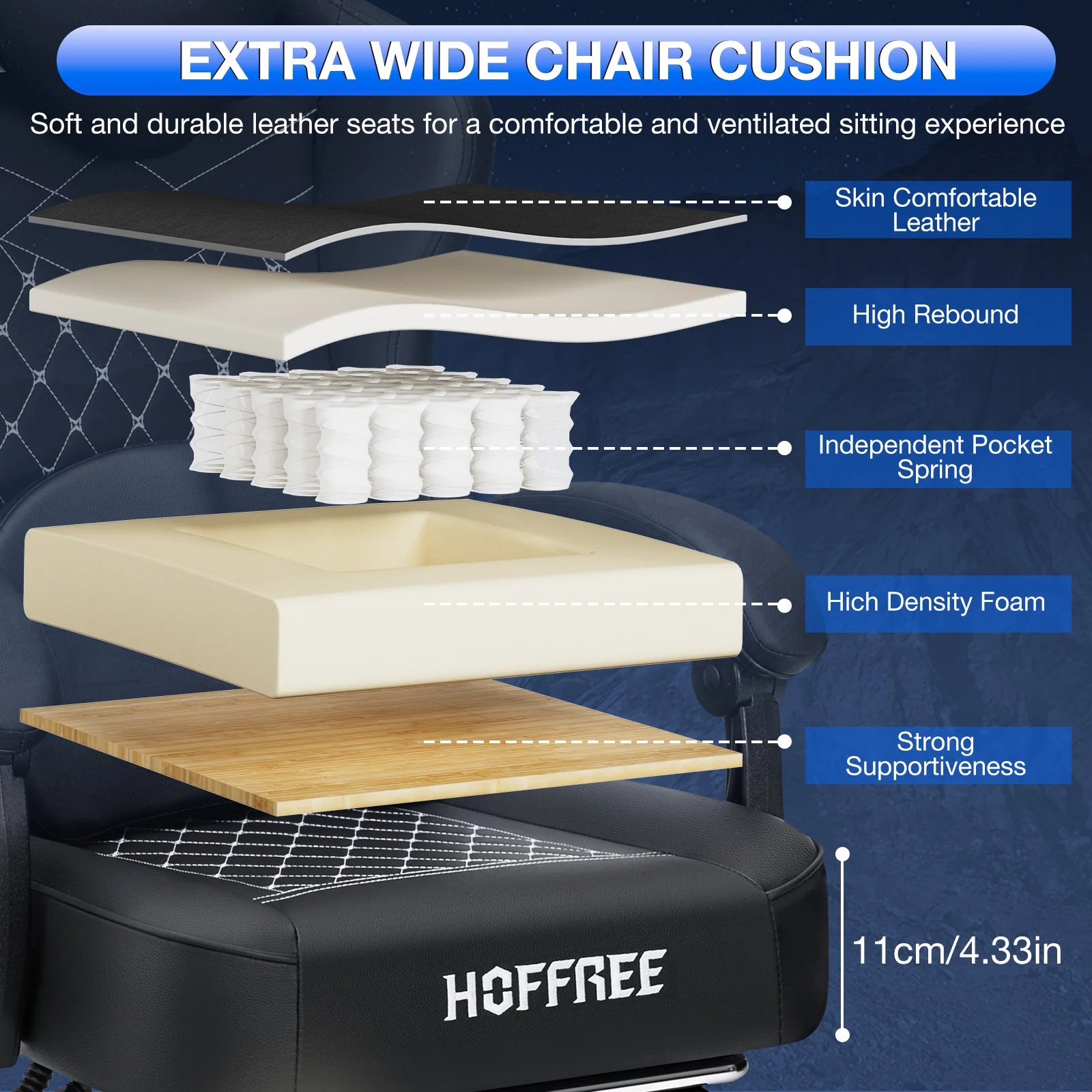 Gaming Chair with Footrest Ergonomic Chair Bluetooth Speaker Dual Function Massage Folding Recliner Computer Office Home Chair