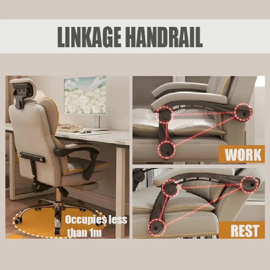 Executive Office Chair with Foot Rest High Back Office Chair Computer Gaming Chairs Big and Tall PU Leather Office Brown Compute
