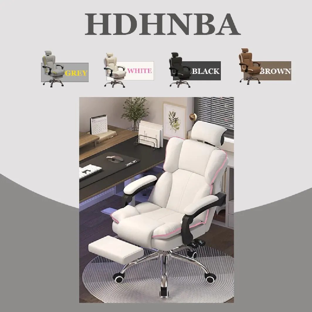 Executive Office Chair with Foot Rest High Back Office Chair Computer Gaming Chairs Big and Tall PU Leather Office Brown Compute