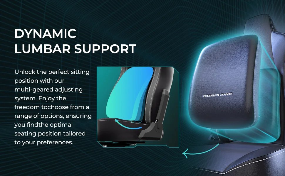 Morphling Gaming Chair Dynamic Lumbar Support and Thicken Seat, Height Adjustable Game Chair with 360°-Swivel Seat
