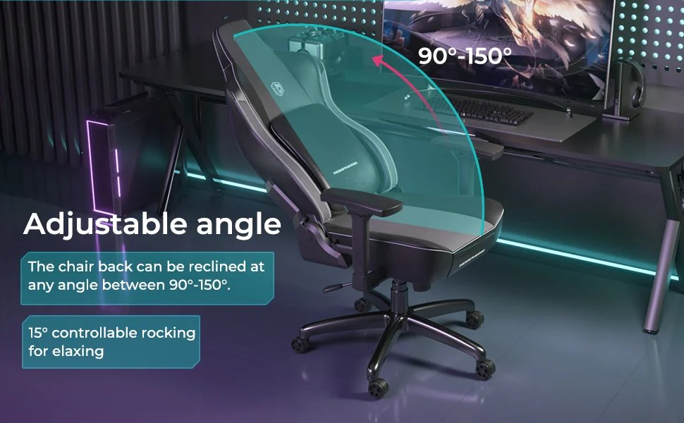 Morphling Gaming Chair Dynamic Lumbar Support and Thicken Seat, Height Adjustable Game Chair with 360°-Swivel Seat