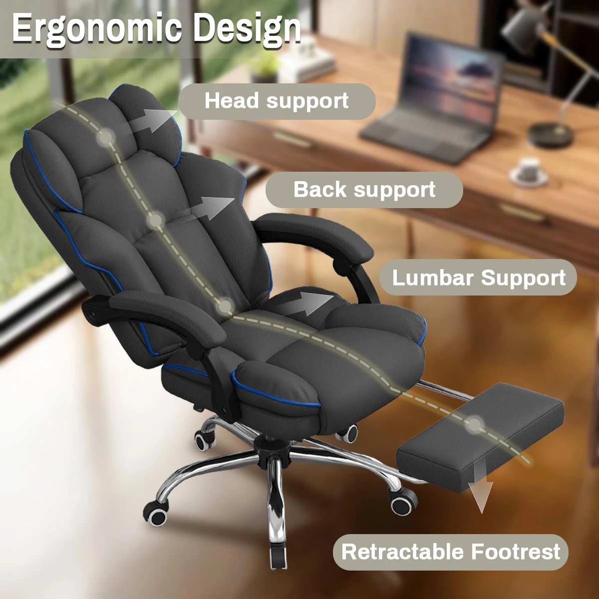 Executive Office Chair High Back Computer Gaming Chairs Leather Desk Chair with Foot Rest Ergonomic Swivel Work Chairs