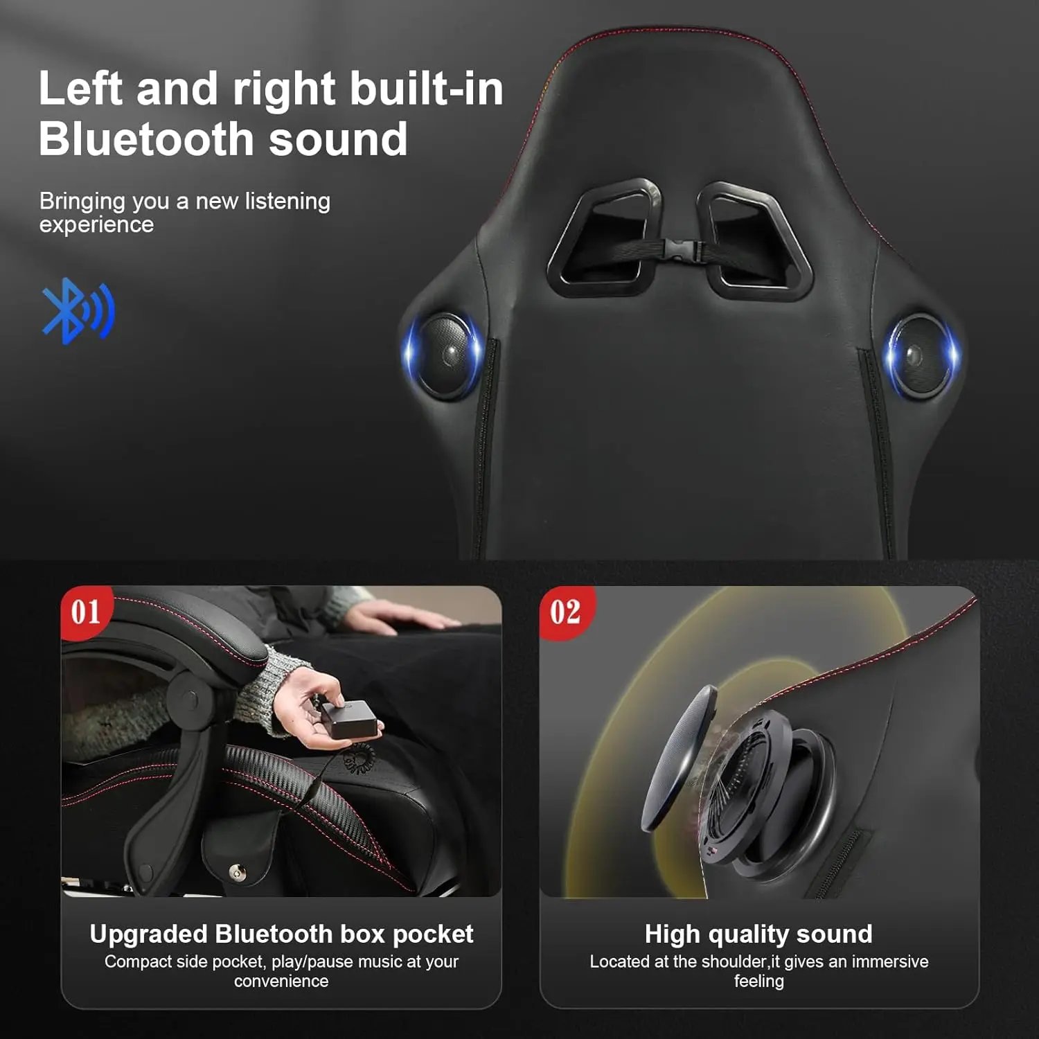 GTPLAYER Gaming Chair, Computer Chair with Footrest and Bluetooth Speakers, High Back Ergonomic Gaming Chair, Reclining Gaming C