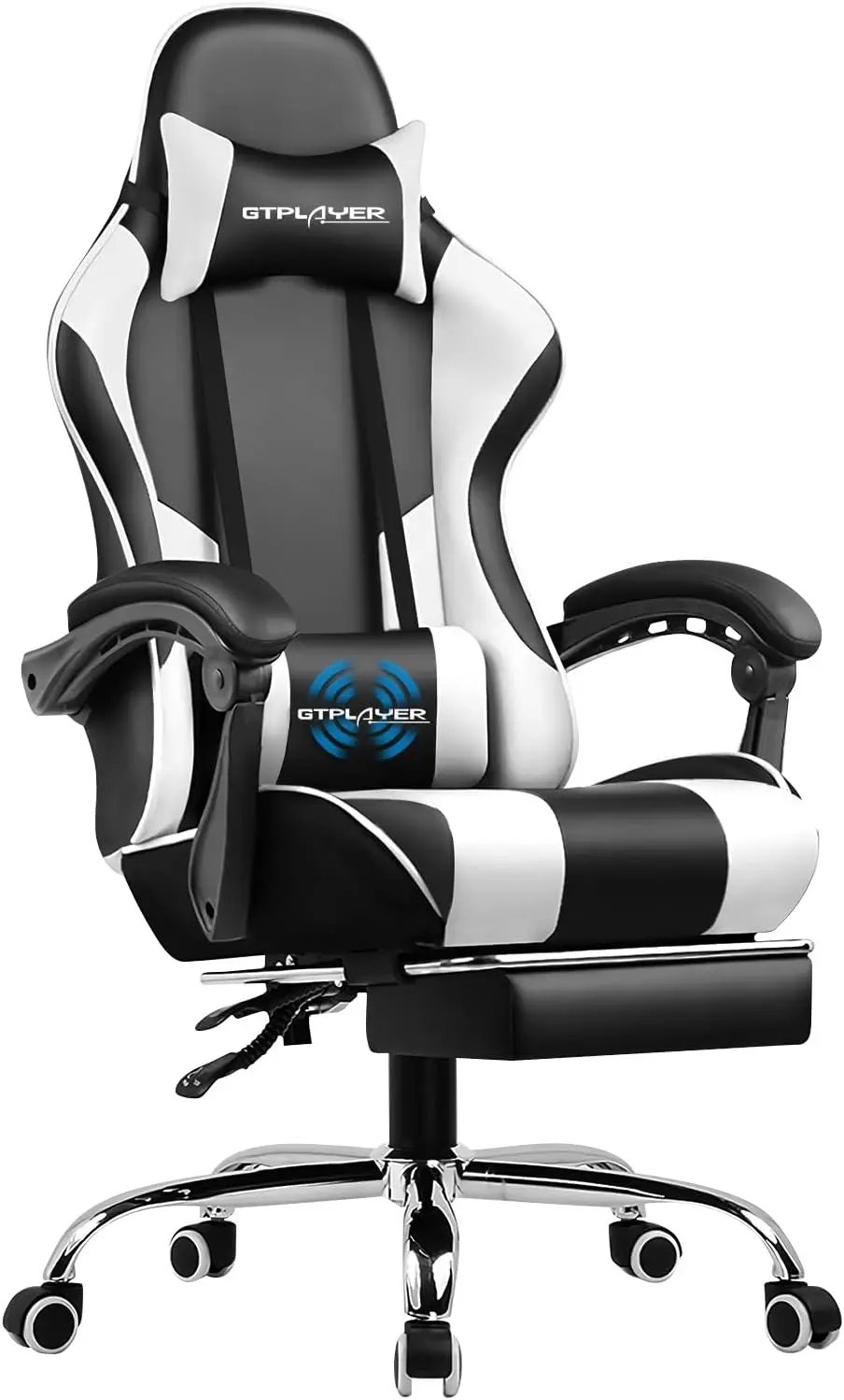 GTPLAYER Gaming Chair, Computer Chair with Footrest and Bluetooth Speakers, High Back Ergonomic Gaming Chair, Reclining Gaming C