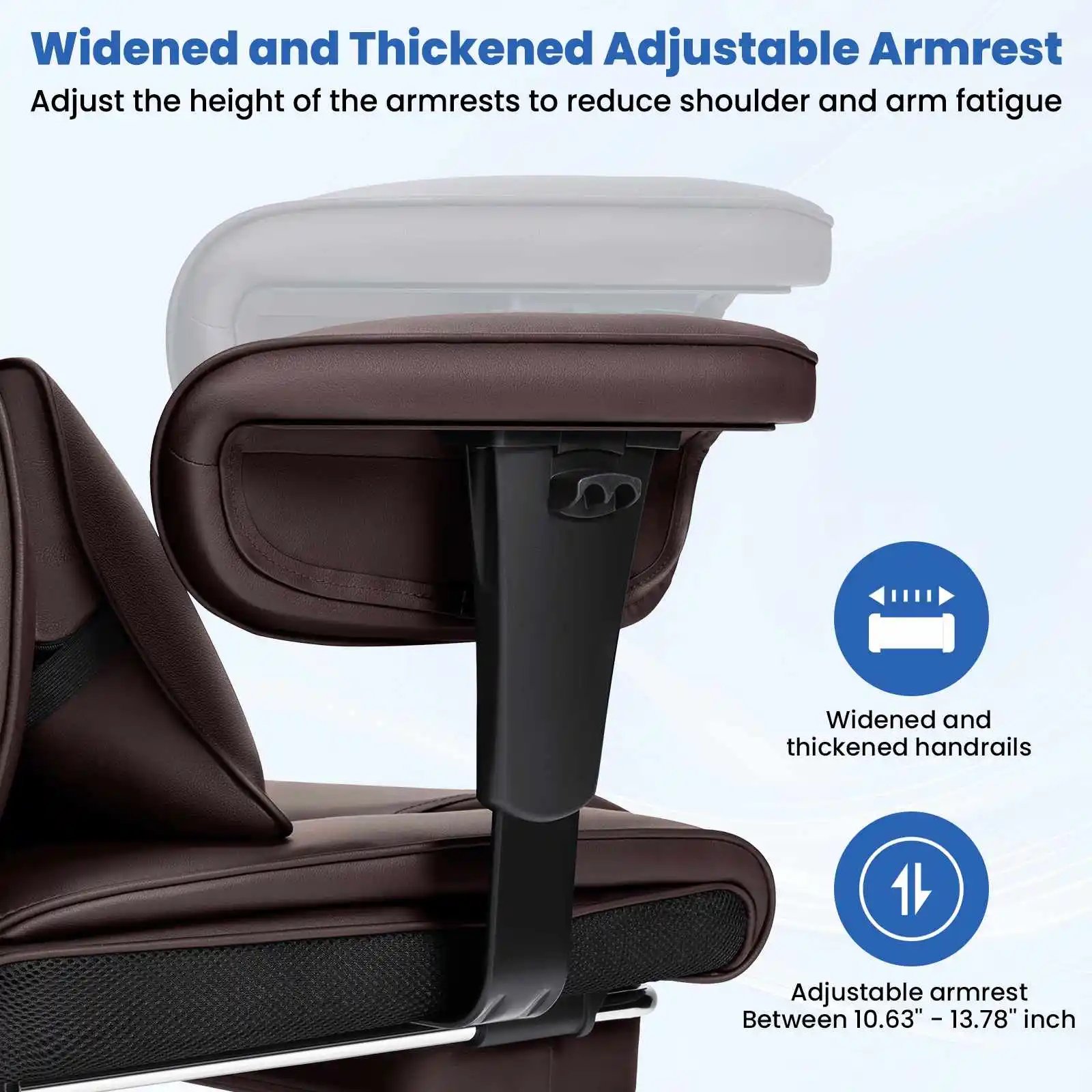 Ergonomic High-Back Office Chair with PU Leather Built-in Seat Bag  Spring-loaded Cushion  Two-point Vibration Massage  T-shaped