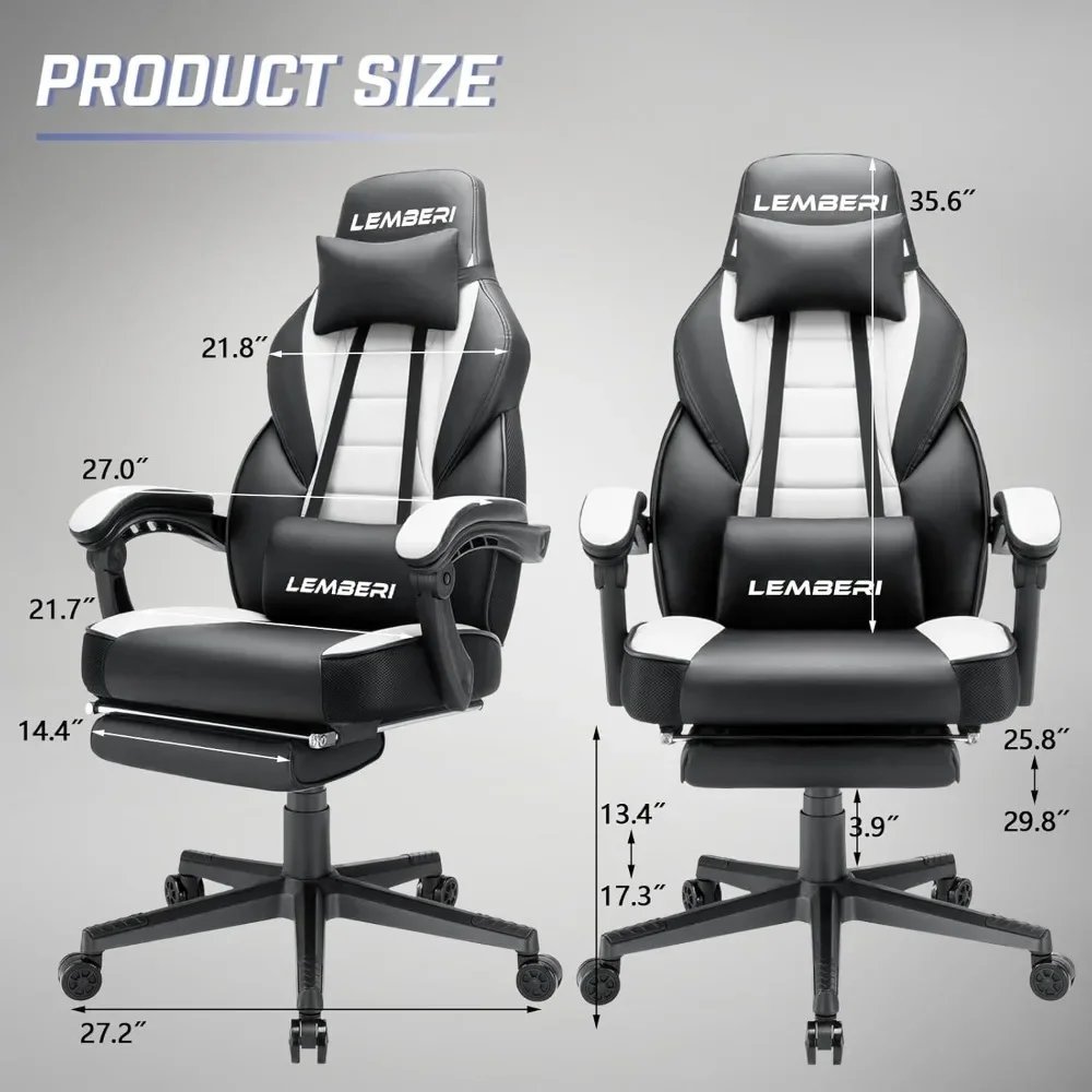 Gaming Chairs with Footrest,Ergonomic Video Game Chairs for Adults,Big and Tall Gaming Chair 400lb Weight Capacity