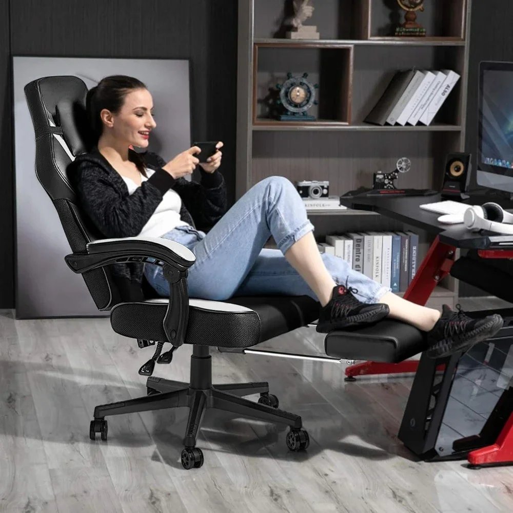 Gaming Chairs with Footrest,Ergonomic Video Game Chairs for Adults,Big and Tall Gaming Chair 400lb Weight Capacity