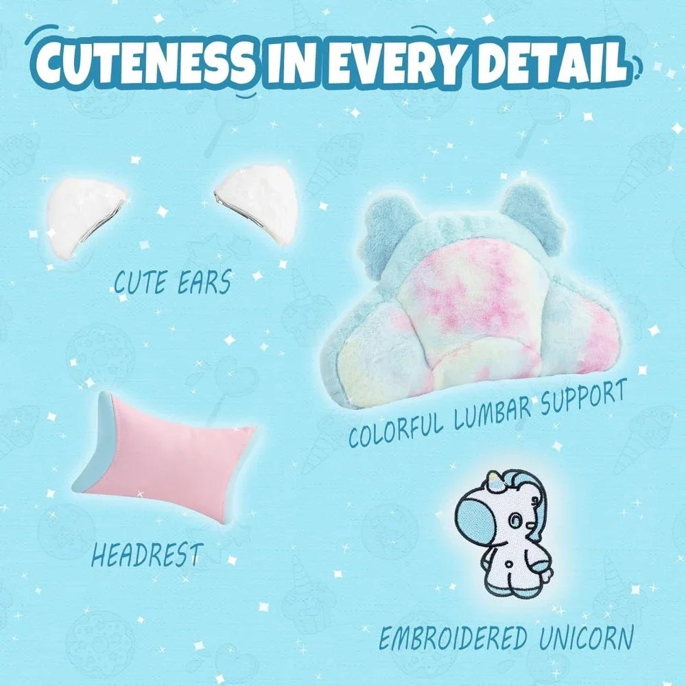 Gaming Chair, with Lumbar Cushion and Decorated Ears, Cute Ergonomic Computer Chair with Footrest, Reclining, PC Game Chair