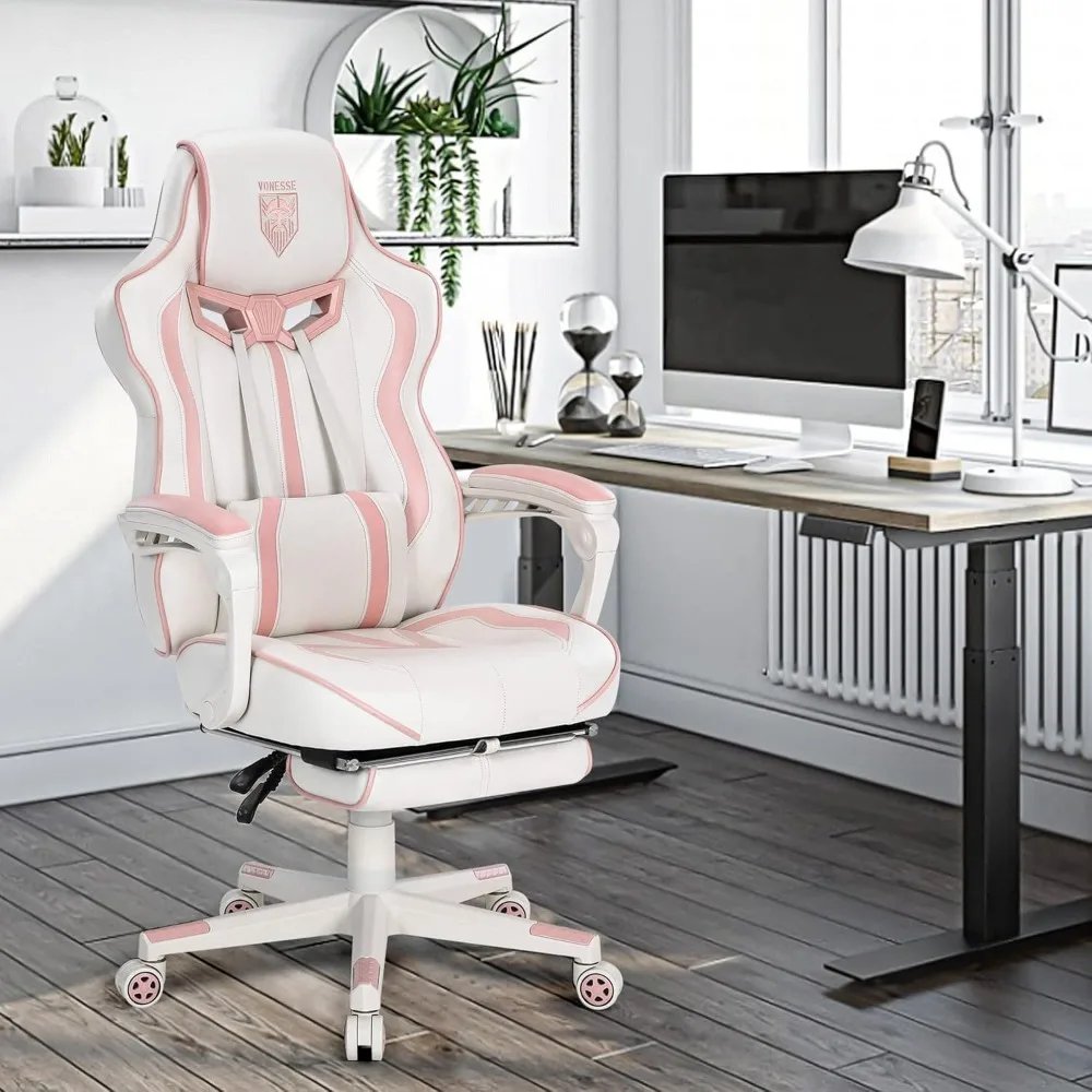 Pink Gaming Chair for Girls, Pink Computer Gaming Chairs for Adults, Reclining Gamer Chair with Footrest with Massage, Ergonomi Pink Gaming Chair for Girls, Pink Computer Gaming Chairs for Adults, Reclining Gamer Chair with Footrest with Massage, Ergonomi