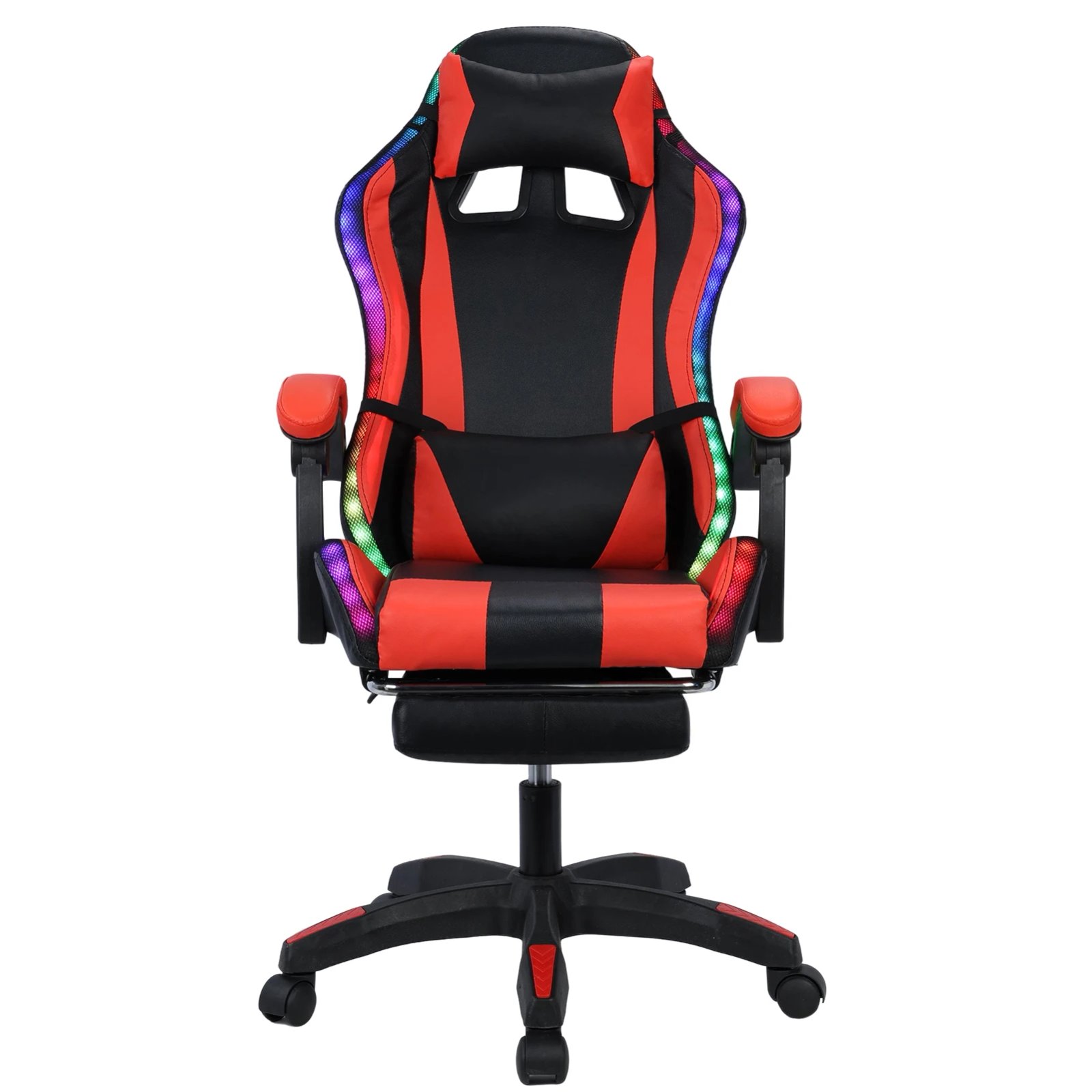 Gaming Chair with Bluetooth-compatible Speakers and RGB LED Lights, Ergonomic Massage Computer Gaming Chair with Lumbar Support