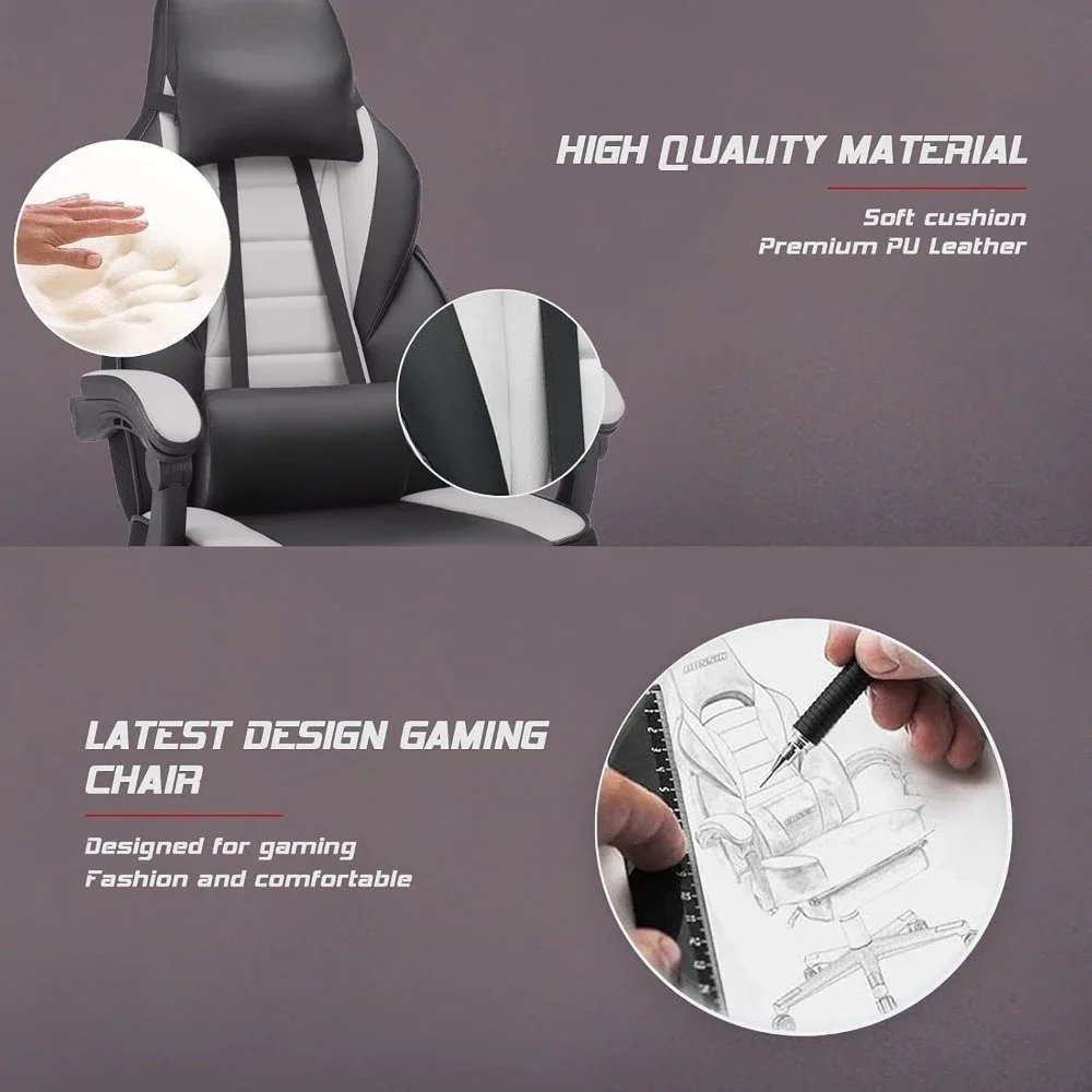 Gaming Chair with Footrest and Massage, Big and Tall Gaming Chair for Adults, Ergonomic Heavy Duty Gaming Chairwith Large Size Gaming Chair with Footrest and Massage, Big and Tall Gaming Chair for Adults, Ergonomic Heavy Duty Gaming Chairwith Large Size