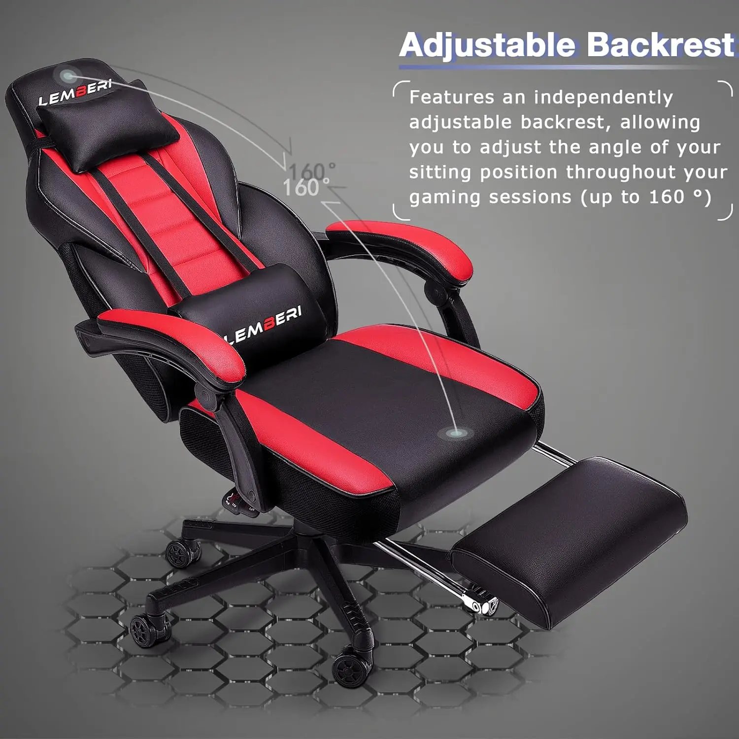 LEMBERI Video Game Chairs with footrest, Big Gamer Chair for Adults, 400lb Capacity, Racing Style Computer Chair