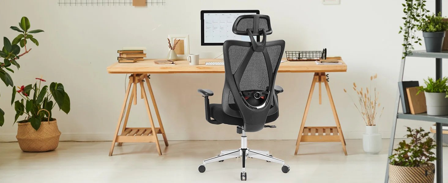 JHK Ergonomic Lumbar Support Mesh Backrest Office Chair Adjustable Height Headrest Breathable Back Rolling Swivel Gaming Chairs