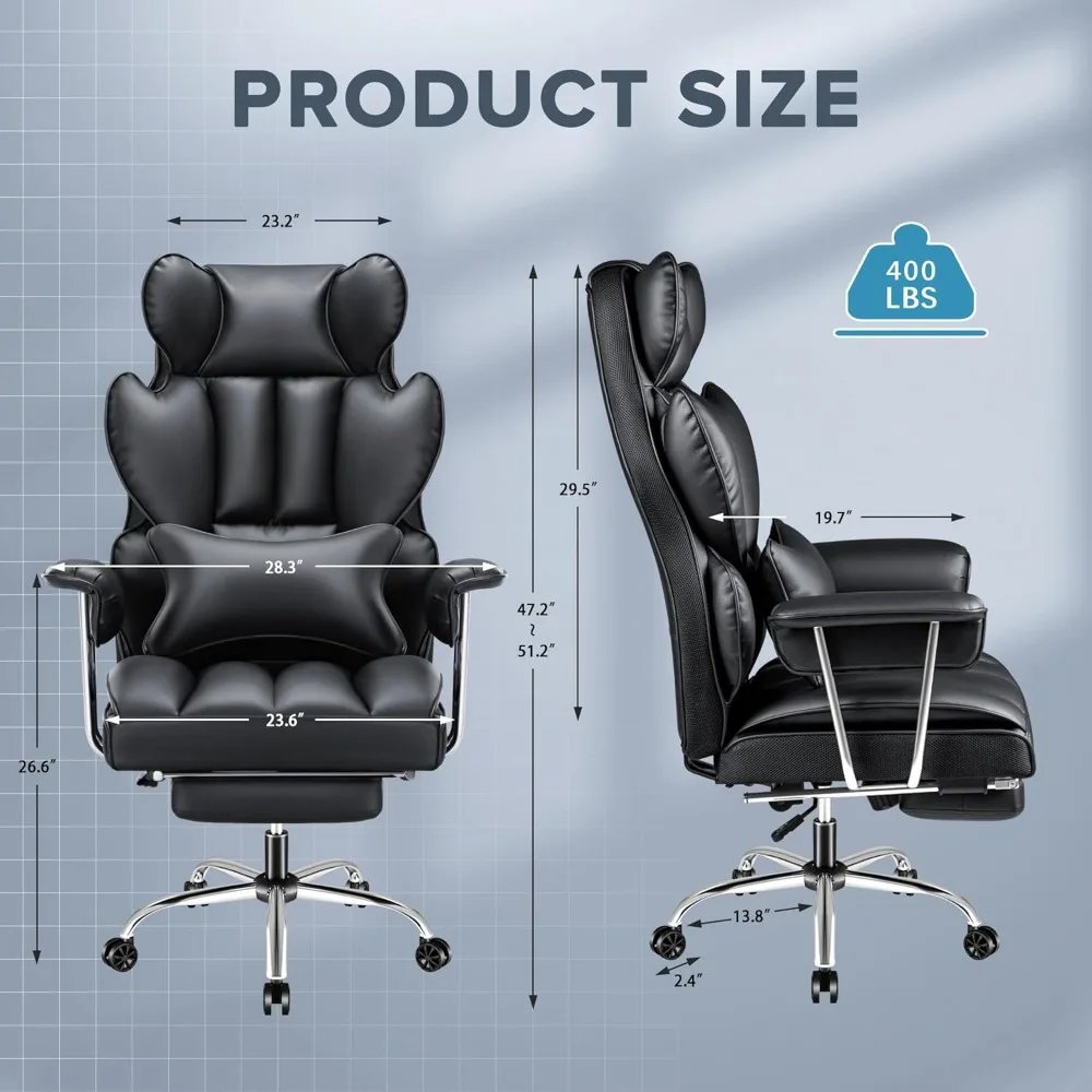 Office Chairs Big &Tall Office Chair, High Back Leather Chair with Footrest, Reclining Ergonomic Executive Suppo Office Chairs