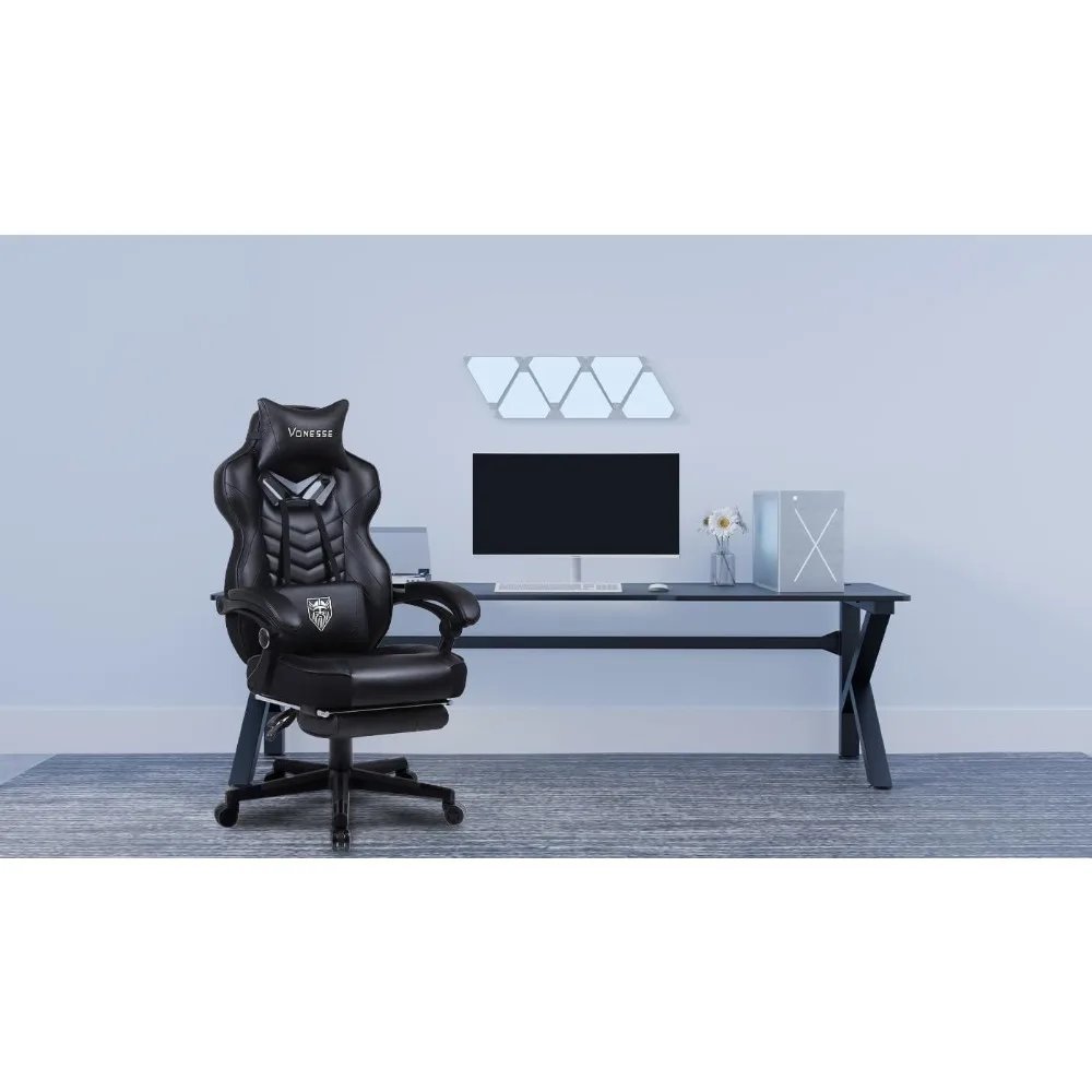 Gaming Chair for Adults,Computer Chair with High Back,Big and Tall Gaming Chairs Footrest and Massage,Reclining Gamer Ergonomic