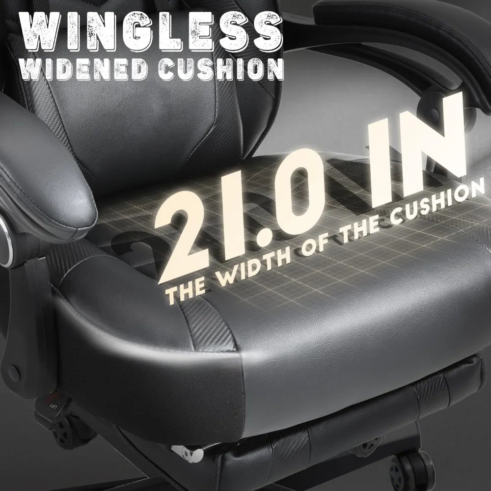 Gaming Chair for Adults,Computer Chair with High Back,Big and Tall Gaming Chairs Footrest and Massage,Reclining Gamer Ergonomic