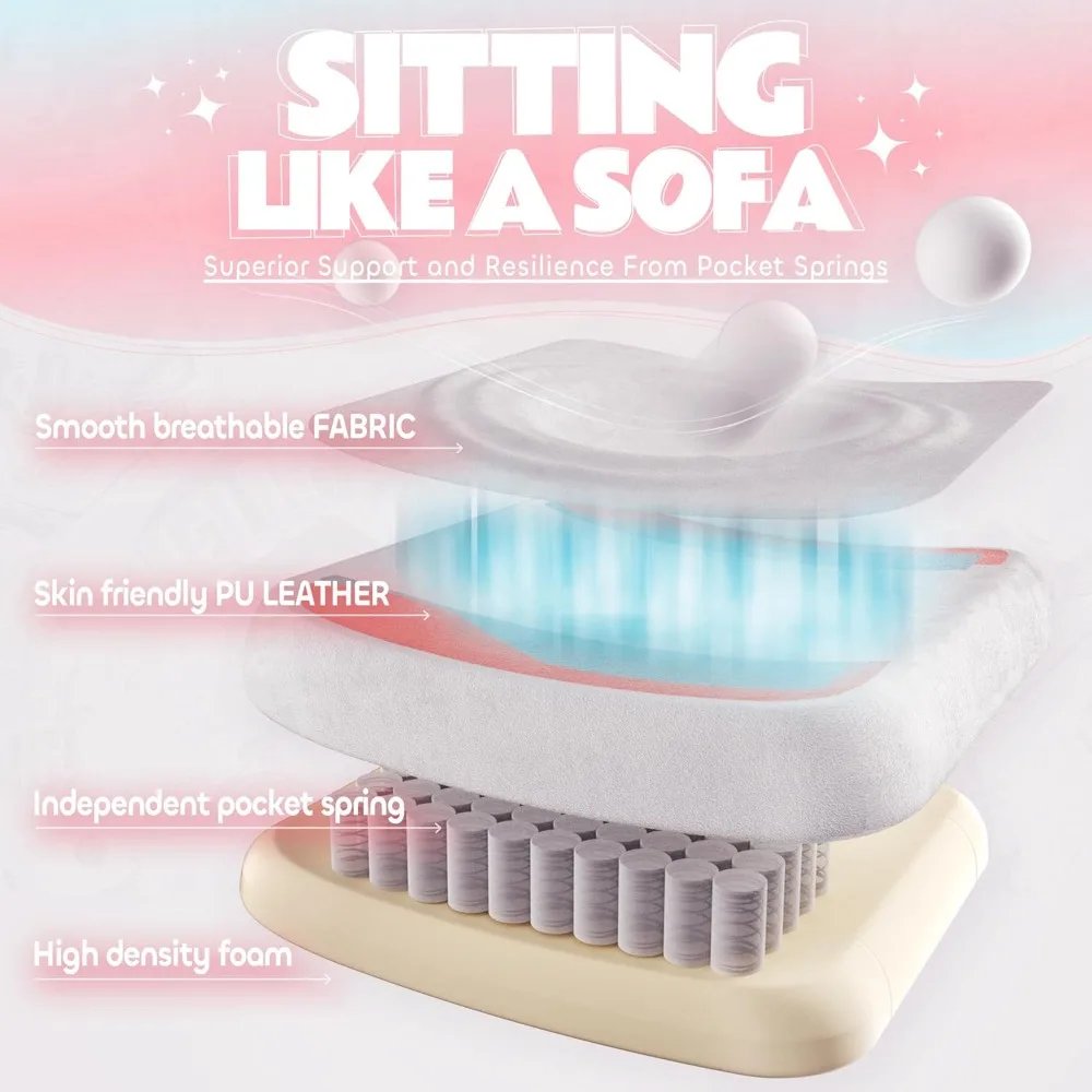 Gaming Chair Cute with Cat Ears Paw Lumbar and Cushion,Ergonomic Computer Chair with Footrest,Reclining PC Game Chair for Girl