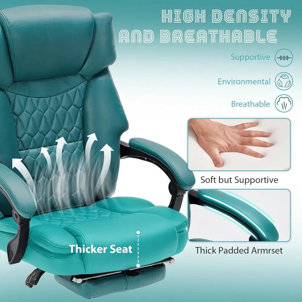 Massage Office Chair with Foot Rest 6 Points Vibration and Heat Home Office Desk Chairs for Heavy People 400lbs Reclining