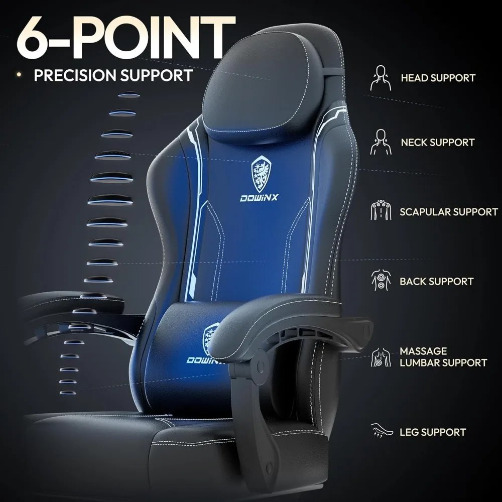 Gaming Chair with Pocket Spring Cushion, Ergonomic Computer Chair with Massage Lumbar and Footrest for Adults, High Back Game C