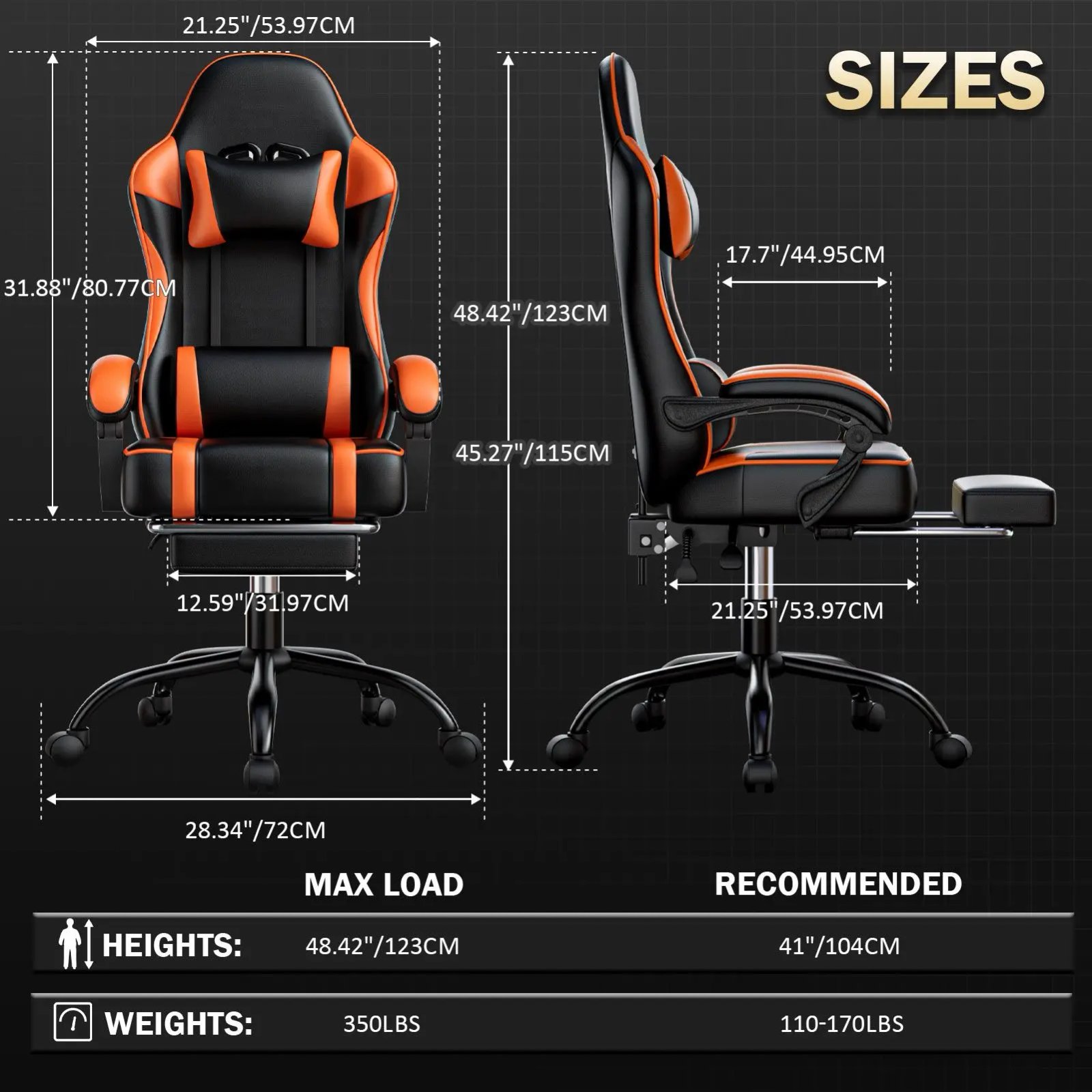 PU Leather Gaming Chair with Footrest,360°Swivel Adjustable Lumbar Pillow Gamer Chair,Comfortable Computer Chair