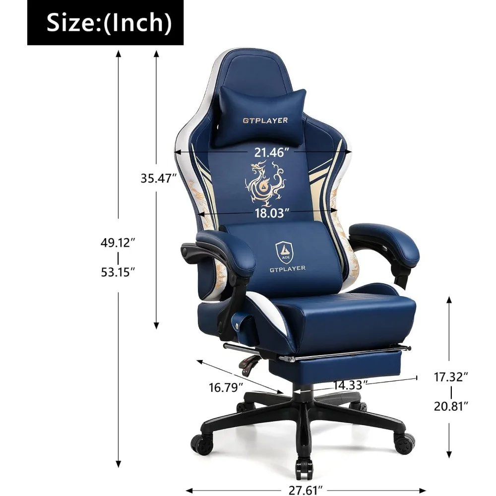 Gaming Chair with Bluetooth Speakers and Footrest, Dragon Series Video Game Chair ， Esports Computer Office Chair