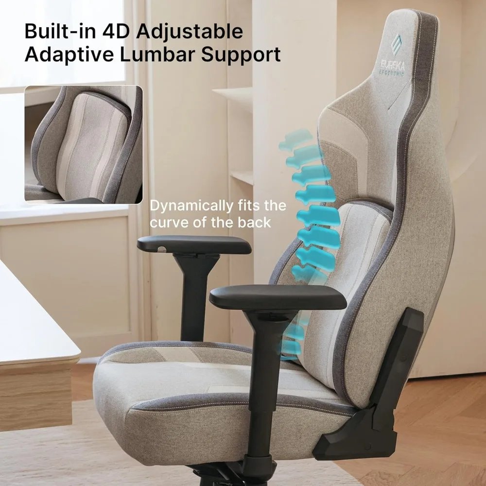 Gaming Chair, Computer Gamer Chair with Lumbar Support, High Back Office Chair 4.3in Seat Thicker Cushion, Competition Chair
