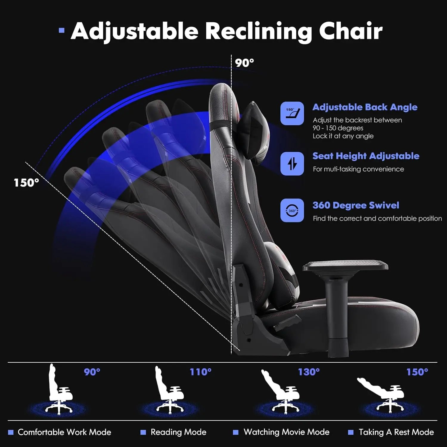 COLAMY Big and Tall Gaming Chair 400lbs-Computer Gamer Chair, Ergonomic Executive Office Chair, High Back PC Chair with Wide Sea