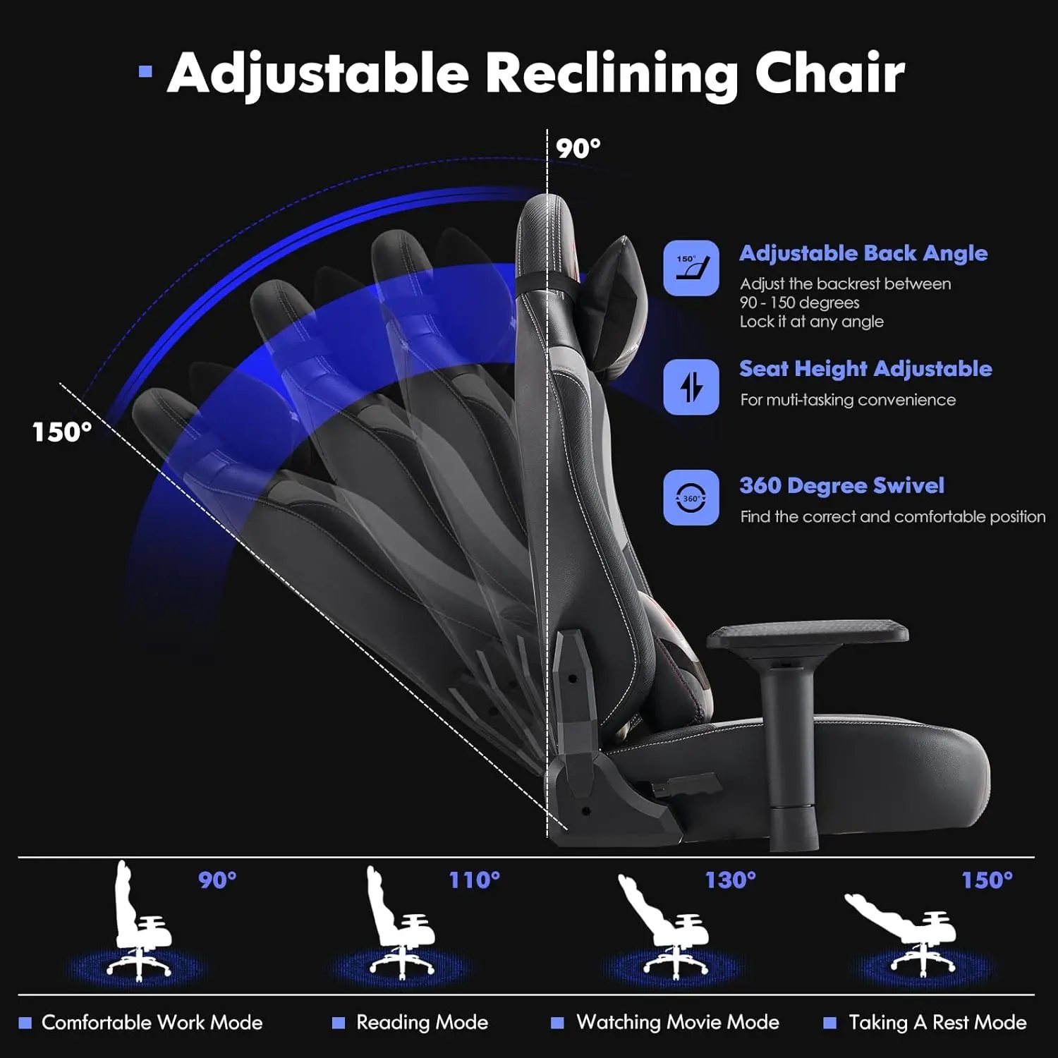 COLAMY Big and Tall Gaming Chair 400lbs-Computer Gamer Chair, Ergonomic Executive Office Chair, High Back PC Chair with Wide Sea