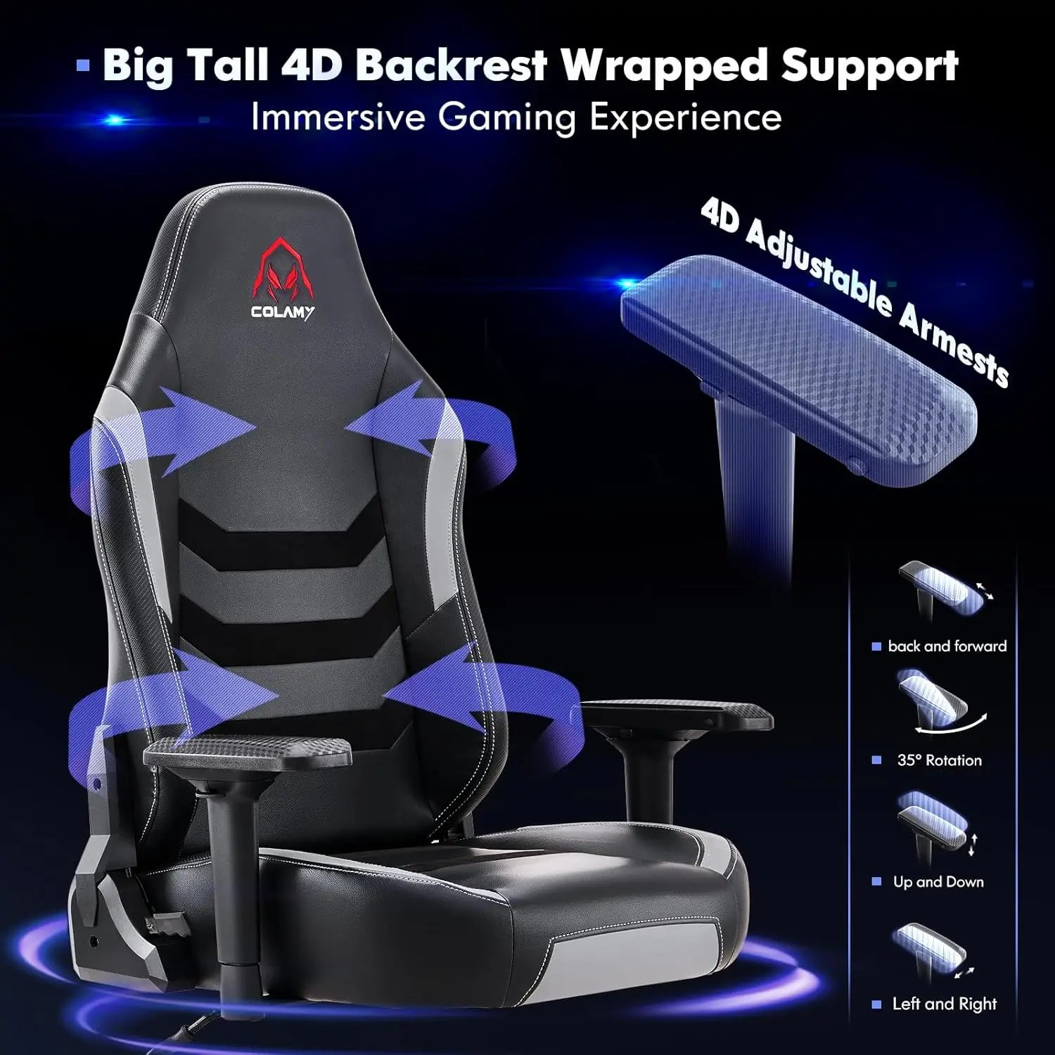 COLAMY Big and Tall Gaming Chair 400lbs-Computer Gamer Chair, Ergonomic Executive Office Chair, High Back PC Chair with Wide Sea