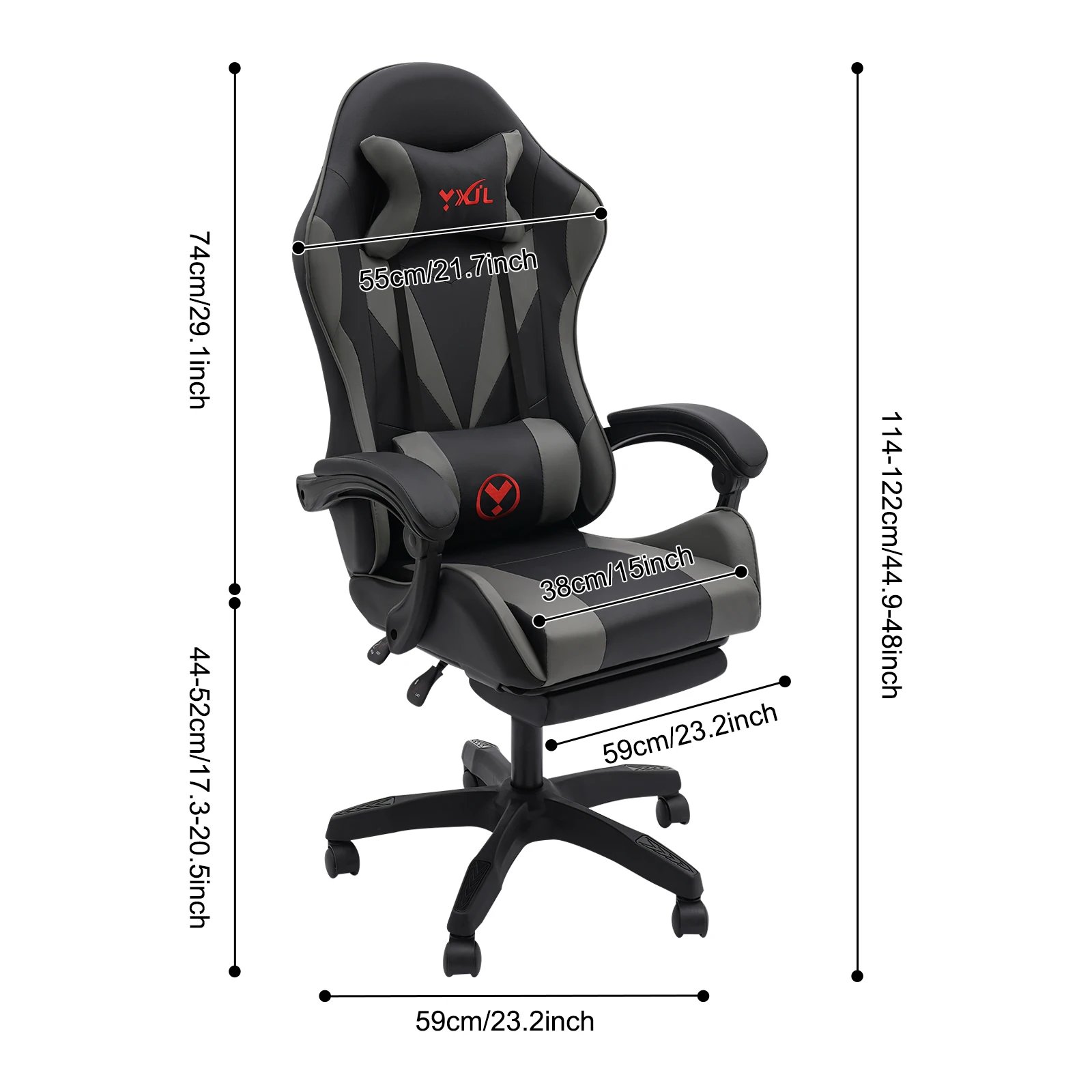 Gaming Chair with Speaker Ergonomic Swivel Computer Chair with Retractable Foot Rest