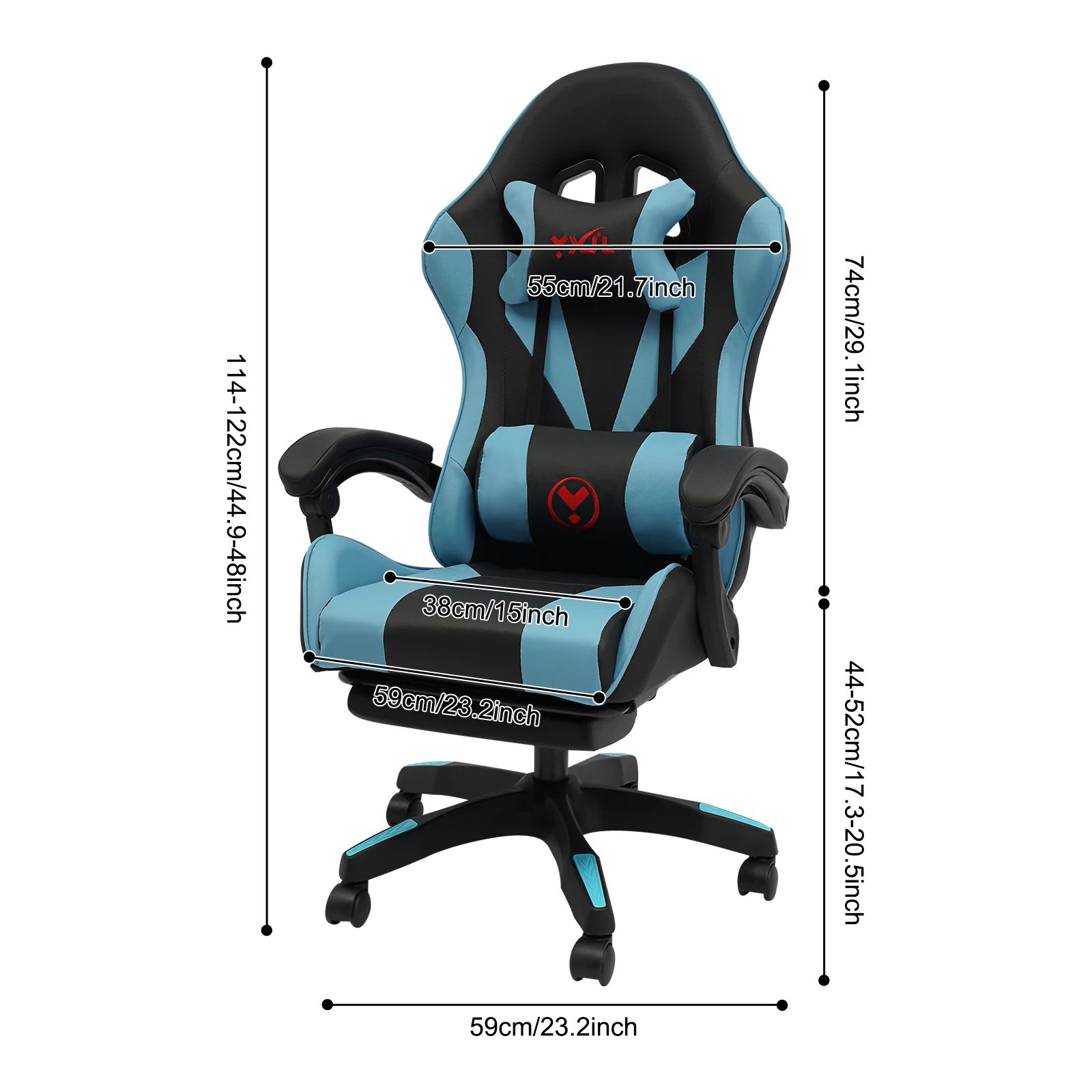 Gaming Chair with Speaker Ergonomic Swivel Computer Chair with Retractable Foot Rest
