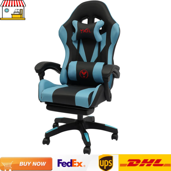 Gaming Chair with Speaker Ergonomic Swivel Computer Chair with Retractable Foot Rest