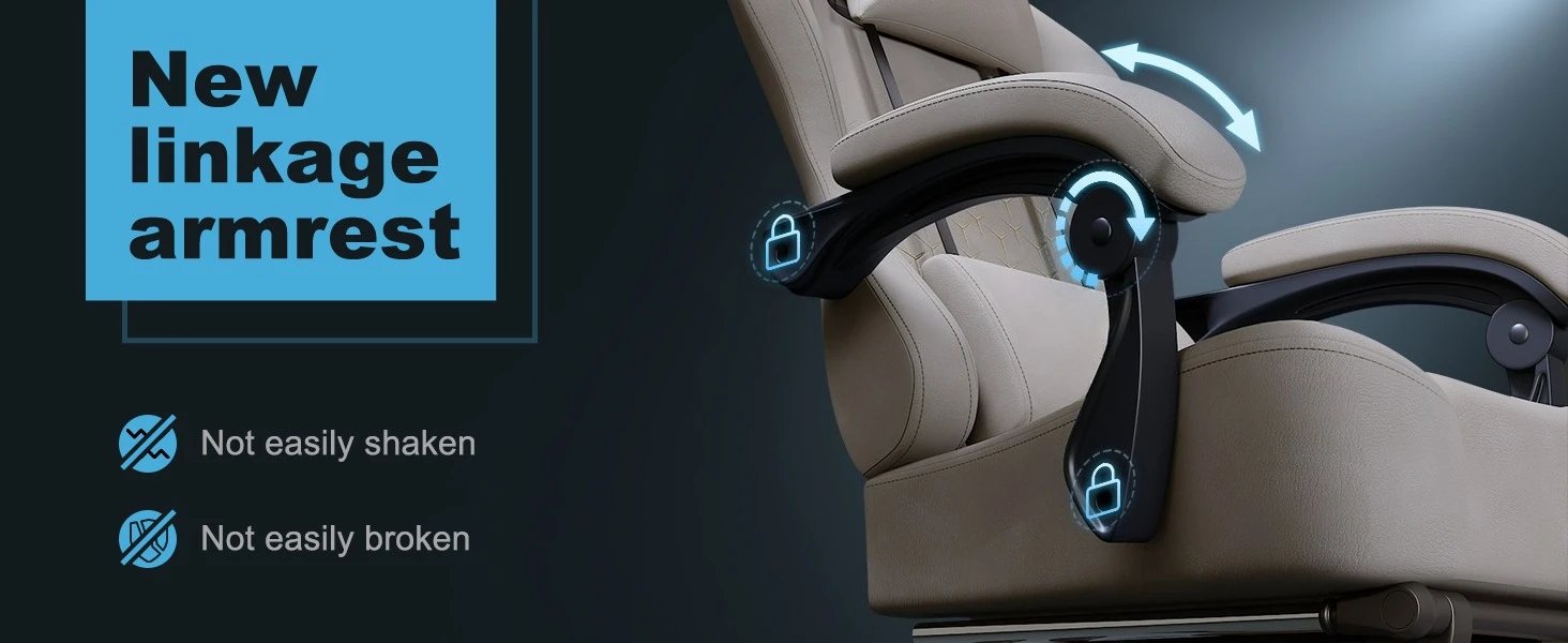 Gaming Chair, Breathable Leather with Pocket Spring Cushion, Wide and High Ergonomic Office Chair with Headrest, Computer Chair