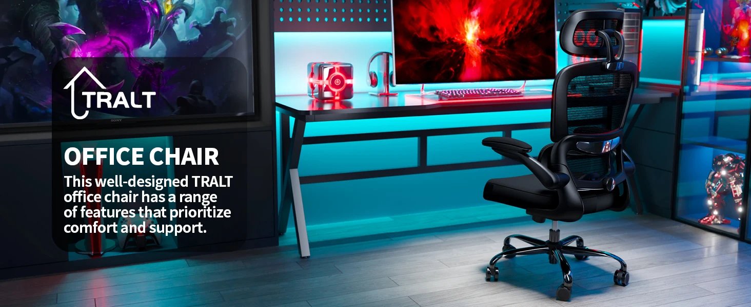 Office Chair Ergonomic Desk Chair, 330 LBS Home Mesh Office Desk Chairs with Wheels, Comfortable Gaming Chair, High Back