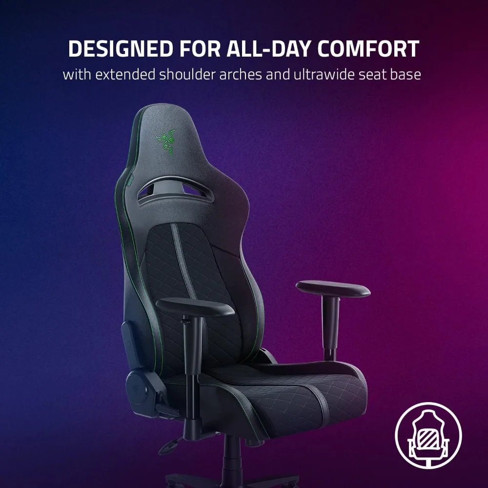 Enki X Essential Gaming Chair: All-Day Comfort - Built-in Lumbar Arch - Optimized Cushion Density - Dual-Textured, Eco-Friendly