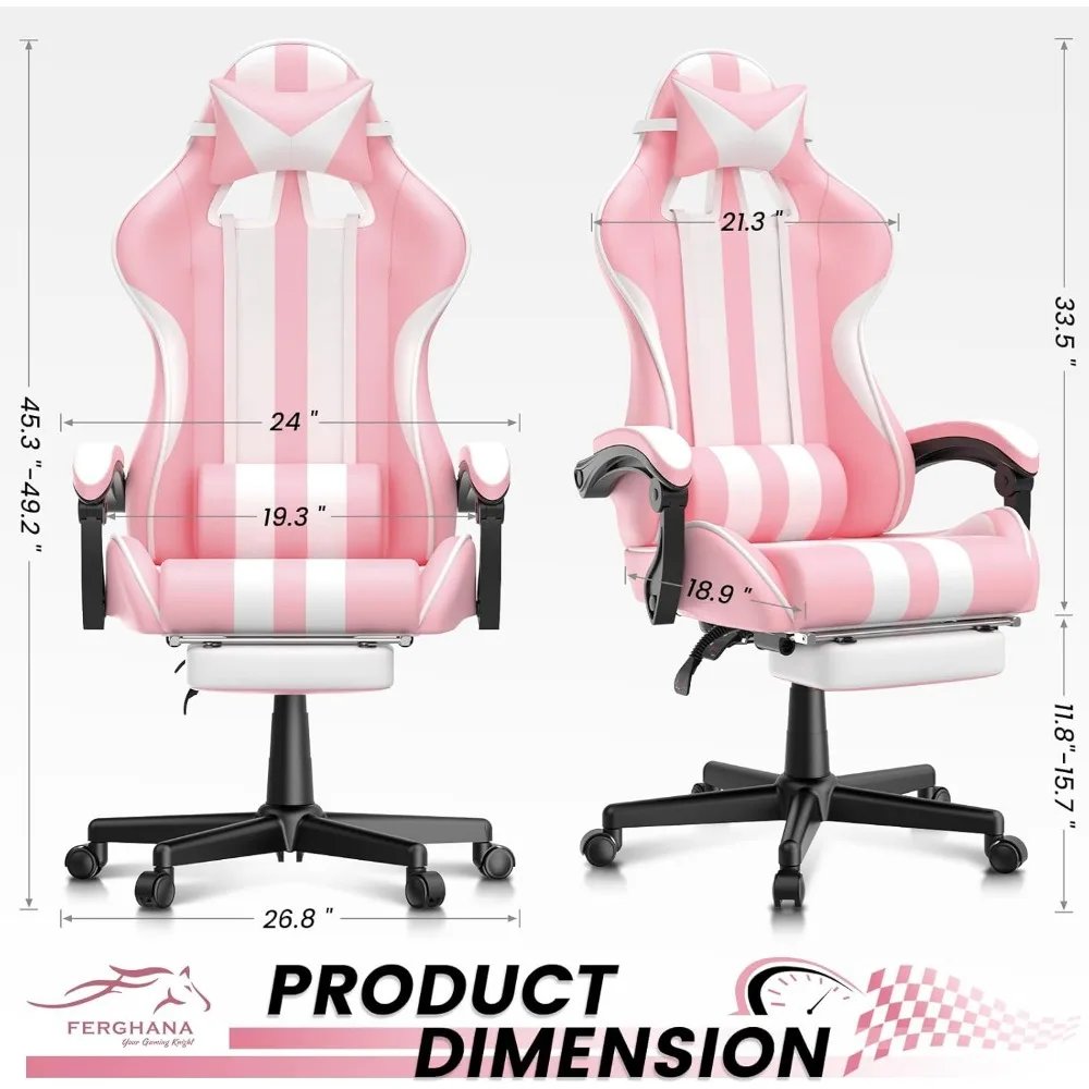 Pink Gaming Chairs with Footrest,Computer Game Chair,Massage Gaming Chairs,Christmas,Xmas Gift,PC Gaming Chairs for Adults Teen Pink Gaming Chairs with Footrest,Computer Game Chair,Massage Gaming Chairs,Christmas,Xmas Gift,PC Gaming Chairs for Adults Teen